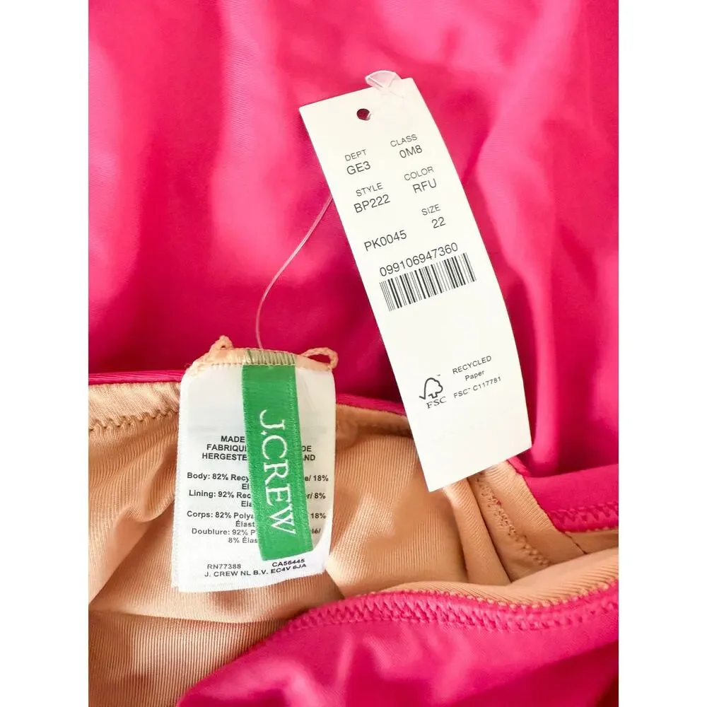 J. Crew | NWT | Ruched ruffle one-piece swimsuit in Radiant Fuchsia | Sz 22